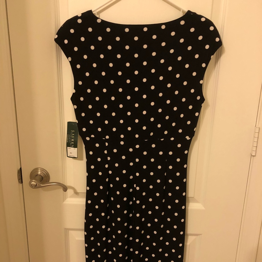 NWT Ralph Lauren black and white polka dot dress